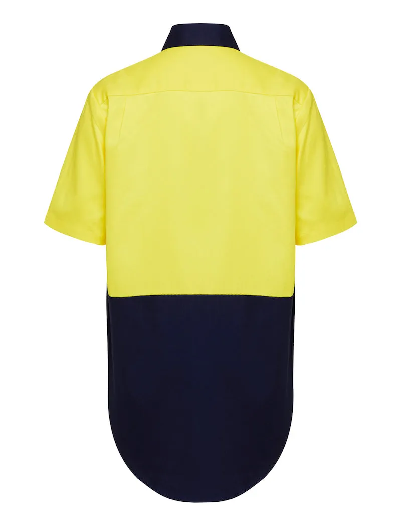 2 x Hard Yakka Core Hi Vis 2 Tone Short Sleeve Lightweight Vented Shirt - Yellow