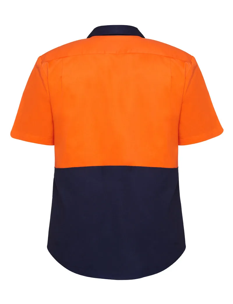 3 x Hard Yakka Core Hi Vis 2 Tone Short Sleeve Lightweight Vented Shirt - Orange
