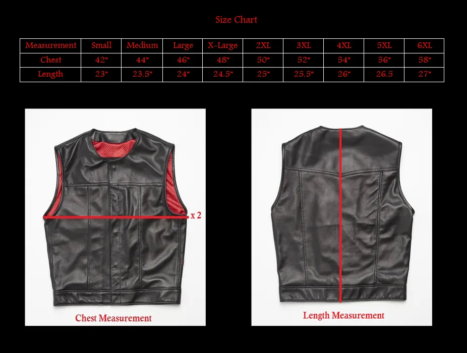 415 Leather Perforated Cowhide Vest with Snaps