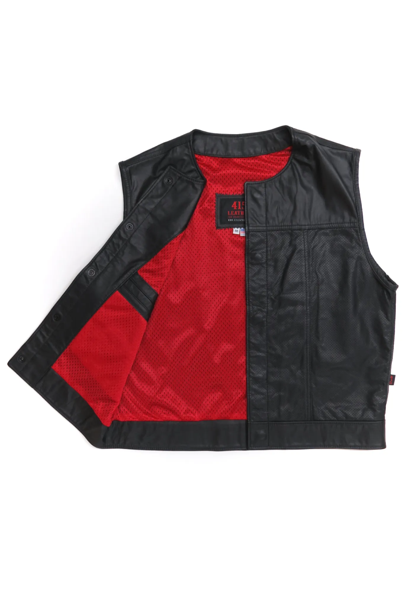 415 Leather Perforated Cowhide Vest with Snaps
