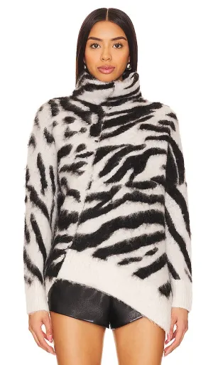ALLSAINTS Lock Zebra Roll Neck Sweater in White