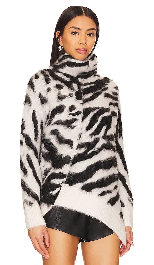 ALLSAINTS Lock Zebra Roll Neck Sweater in White