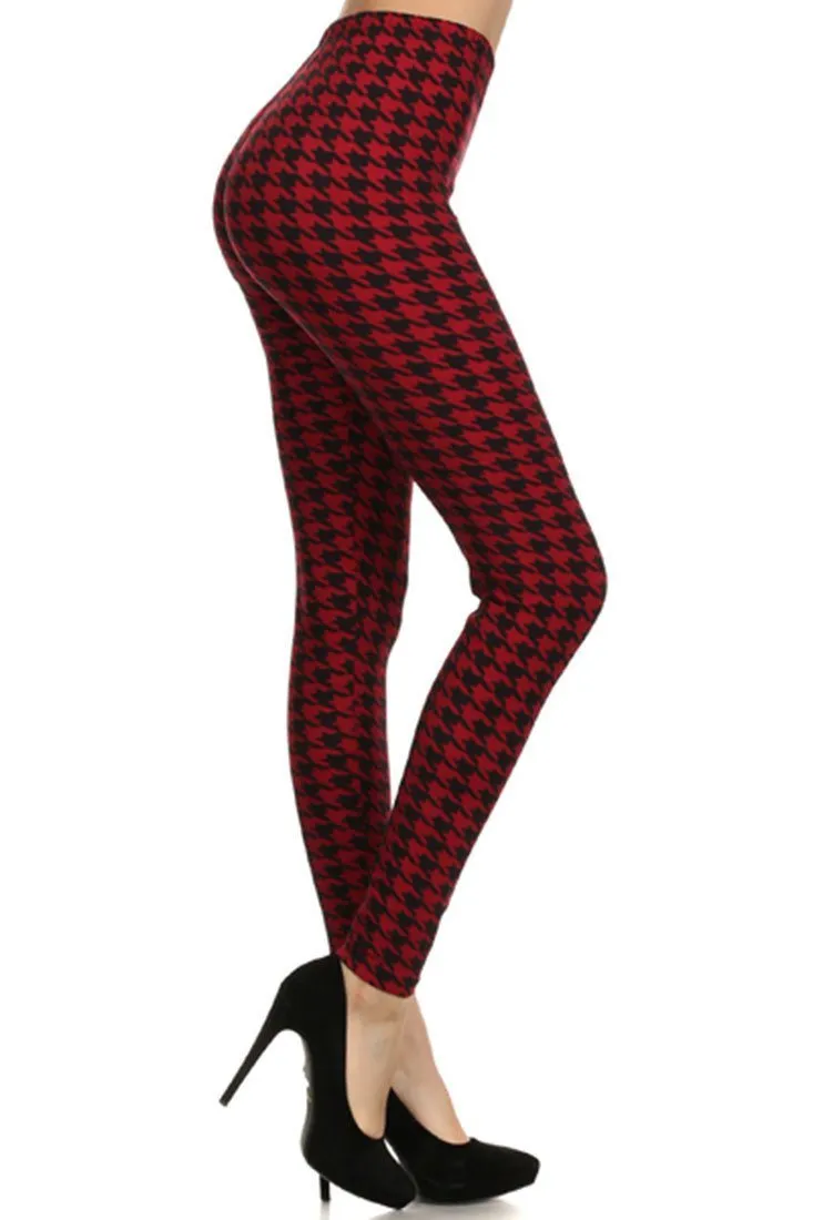 Black Burgundy Geo Design Leggings