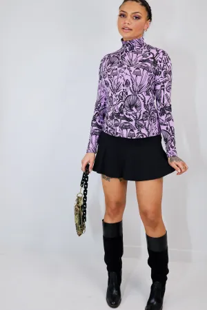 Black on Orchid Shroomed Turtleneck