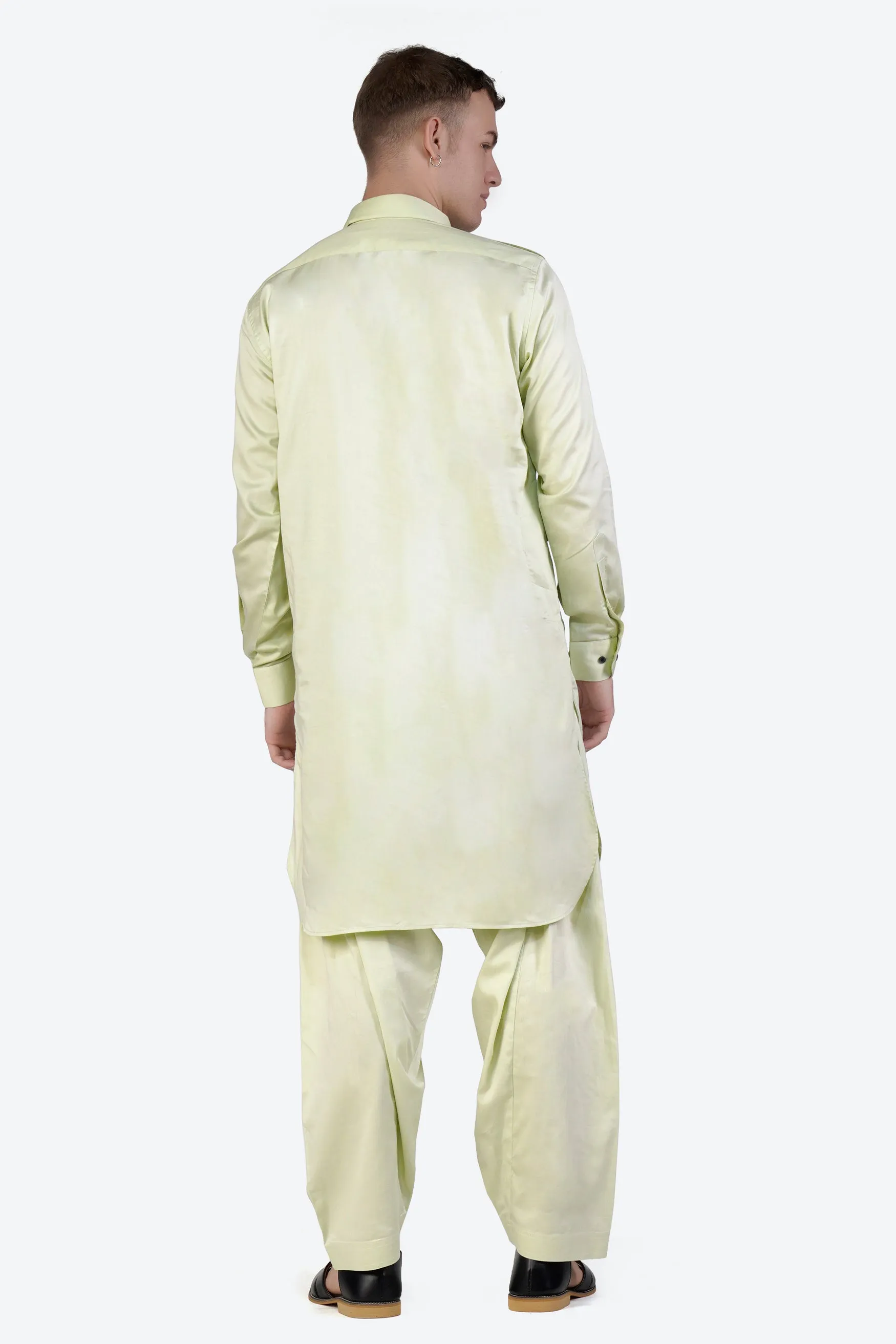 Bone Green Subtle Sheen Super Soft Premium Cotton Pathani