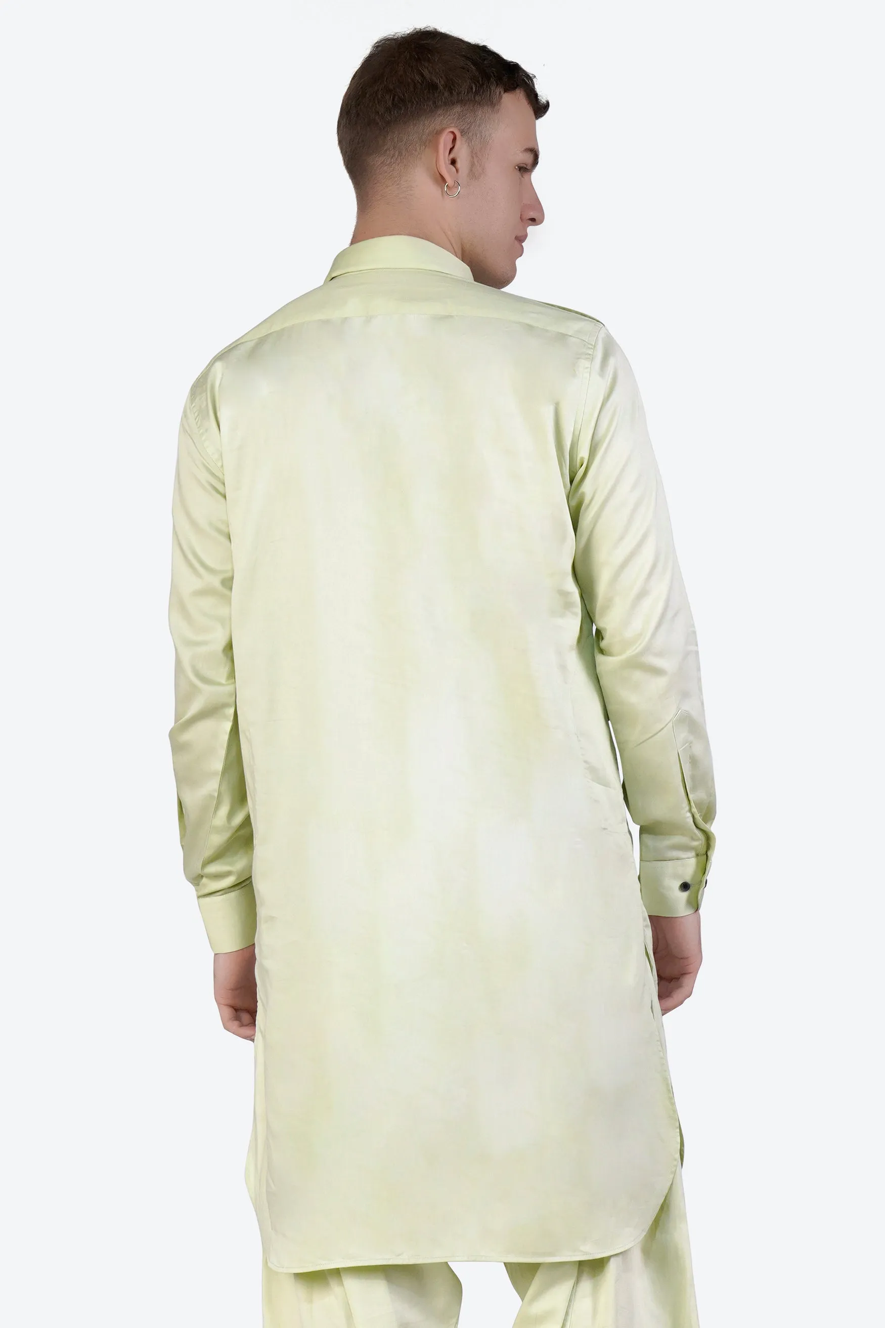 Bone Green Subtle Sheen Super Soft Premium Cotton Pathani
