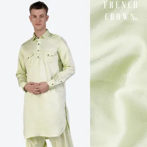 Bone Green Subtle Sheen Super Soft Premium Cotton Pathani