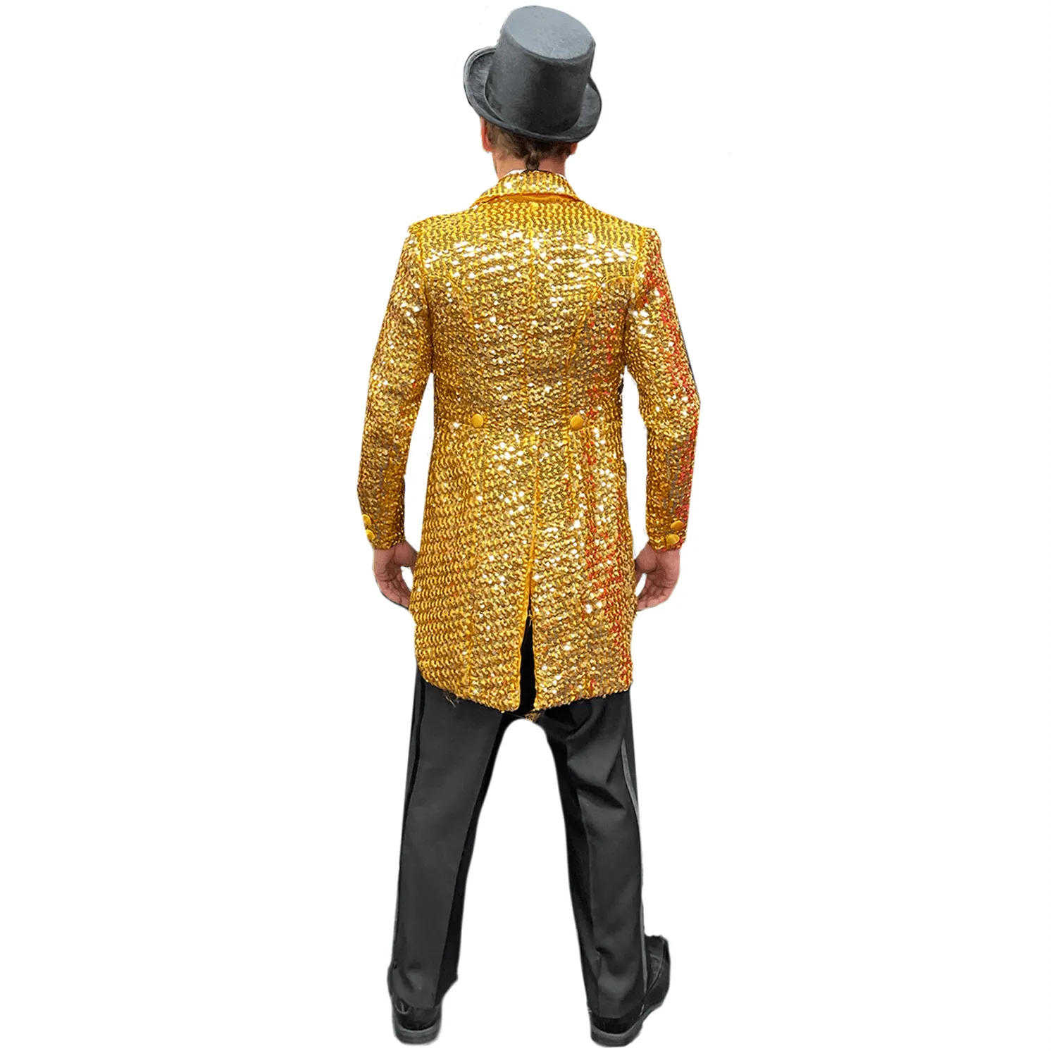 Bright Sunshine Gold Sequin Tailcoat Men's Costume