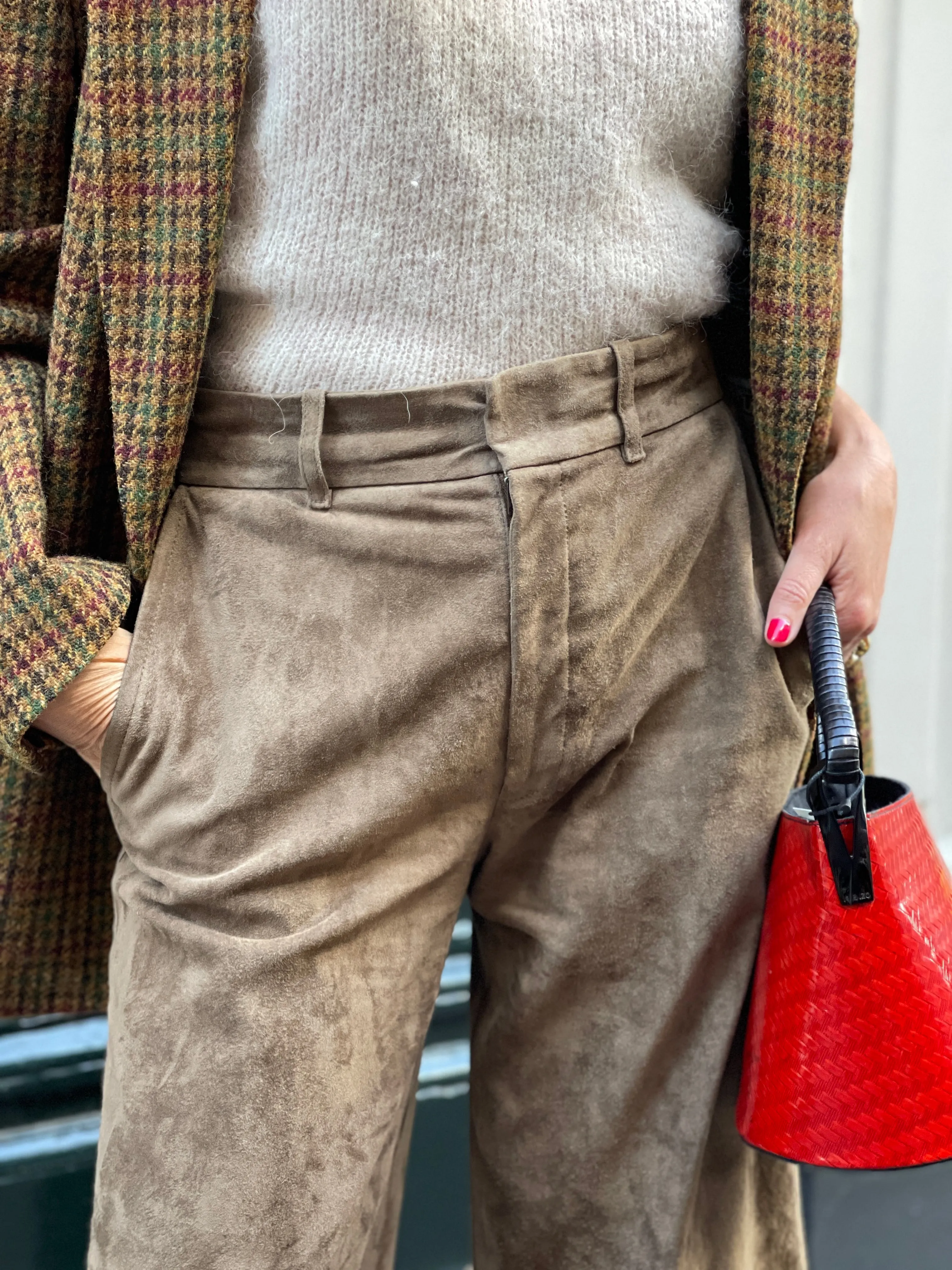 Brown suede culotte by Joseph.