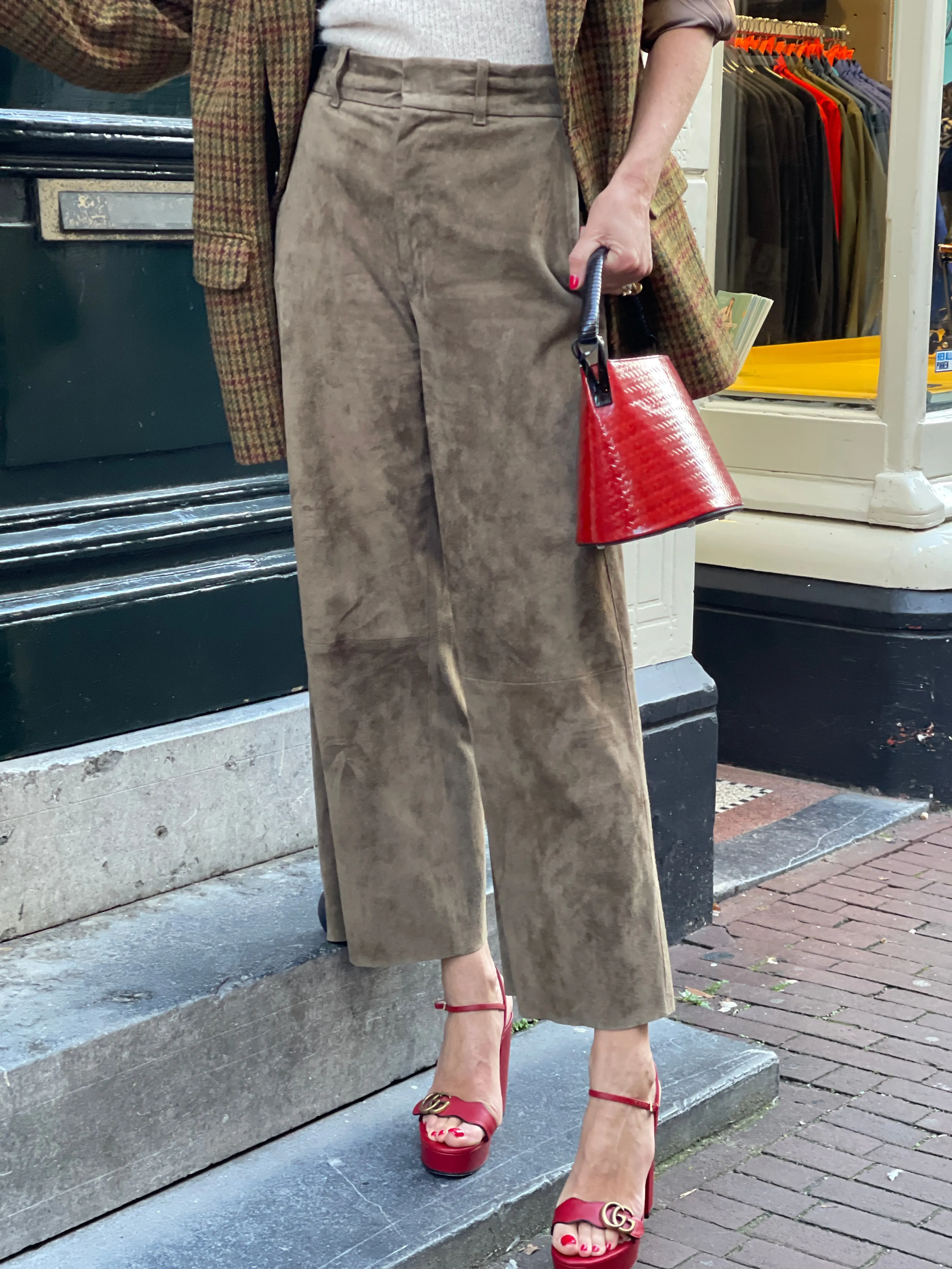 Brown suede culotte by Joseph.