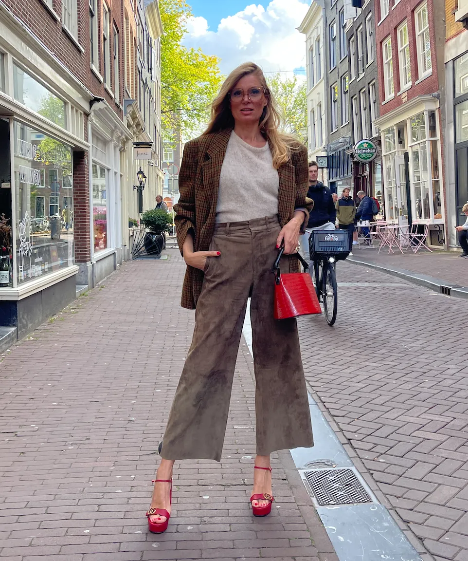 Brown suede culotte by Joseph.
