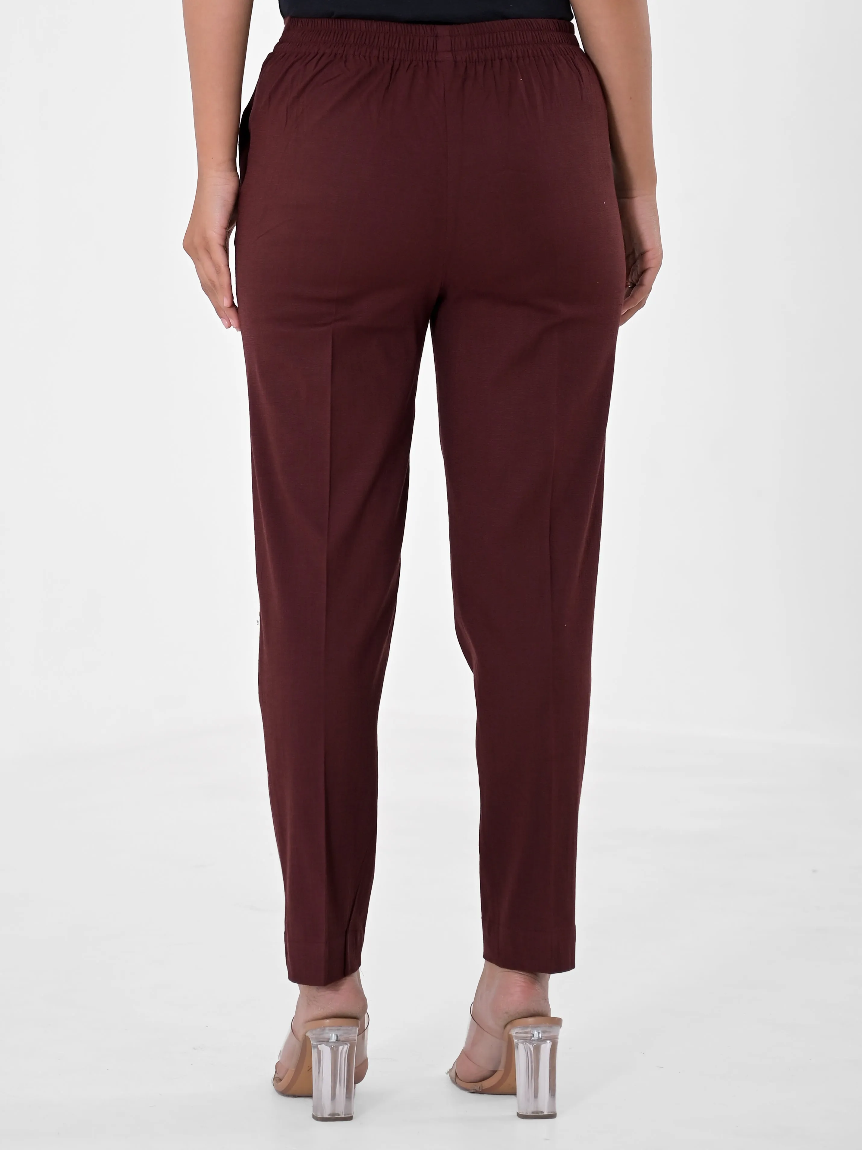 Burnt Maroon 4-Way Stretchable Pants