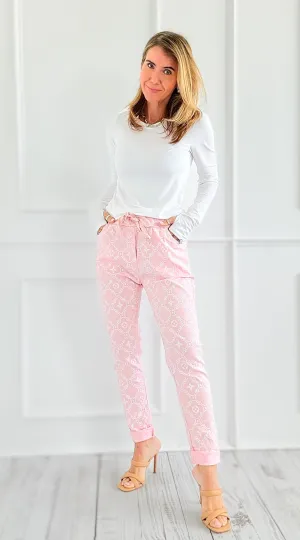 Clover Italian Joggers- Light Pink