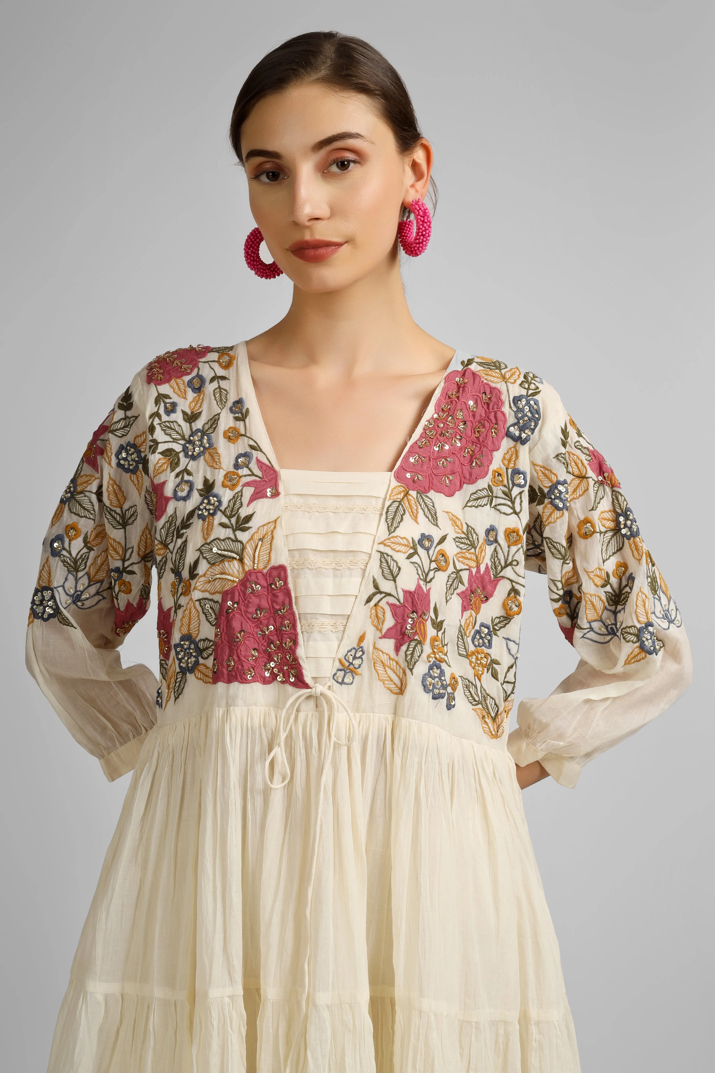 Cotton Long Suit with Cutdana and Thread Work