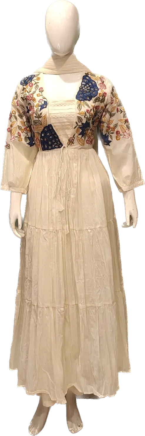 Cotton Long Suit with Cutdana and Thread Work