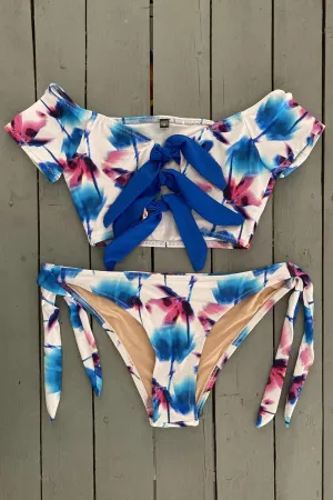 Floral Short Sleeve Bikini Crop Top
