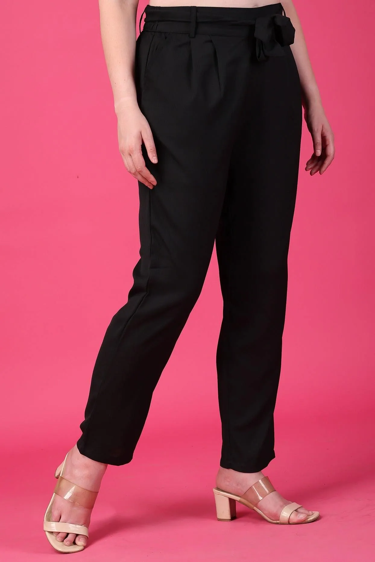 Formal Solid Pants with Belt