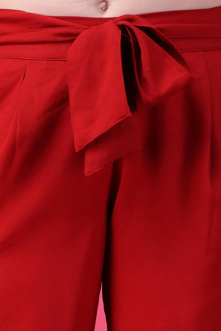 Formal Solid Pants with Belt