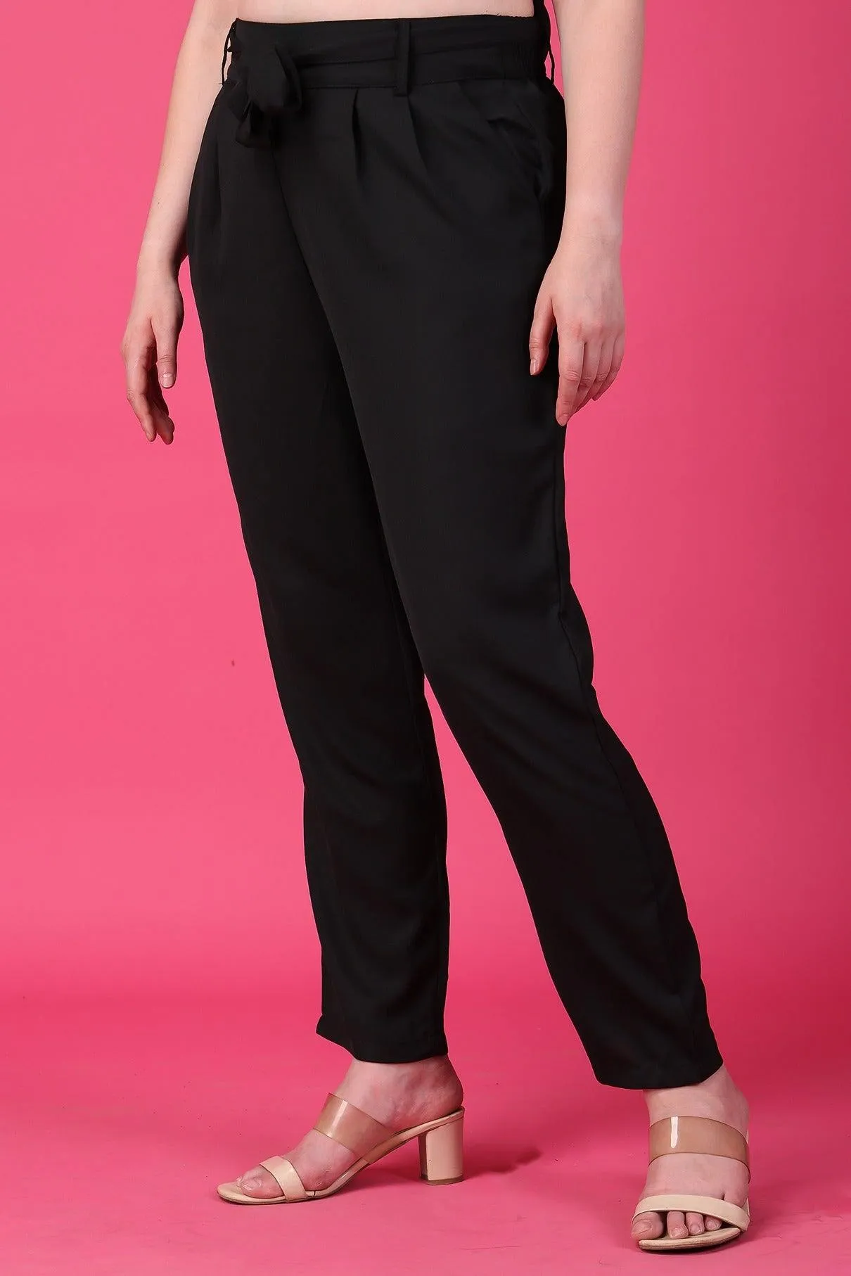 Formal Solid Pants with Belt