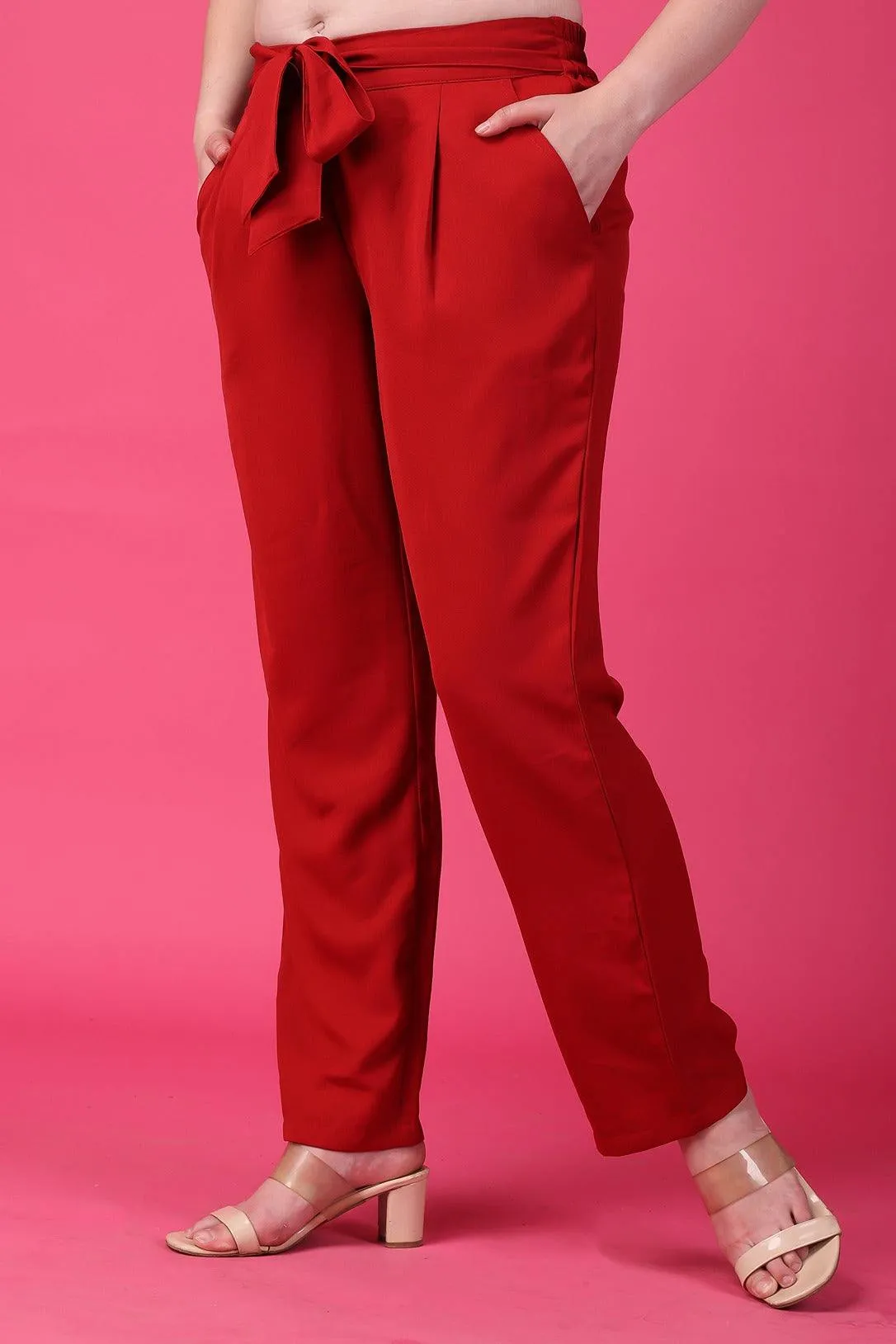 Formal Solid Pants with Belt