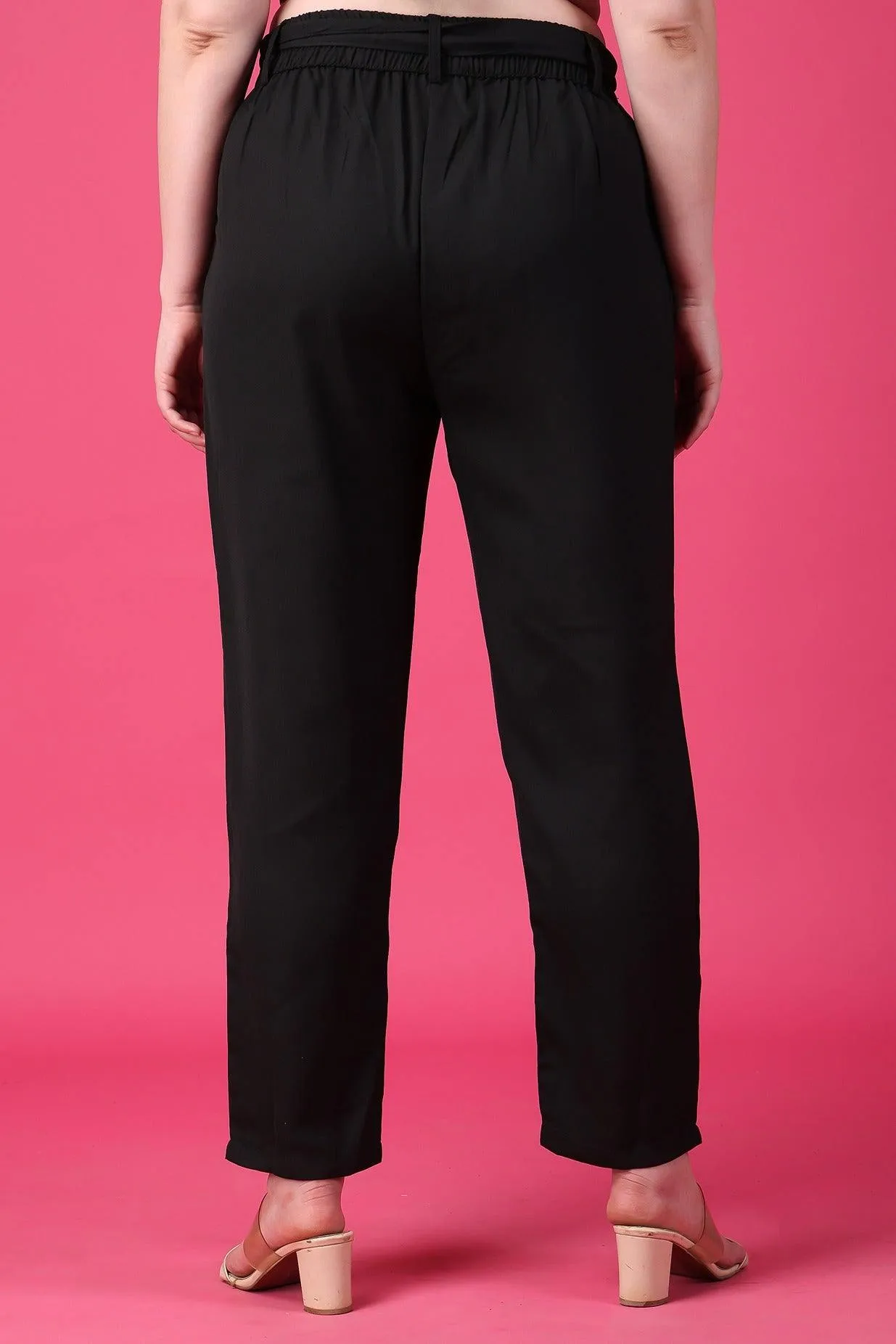 Formal Solid Pants with Belt