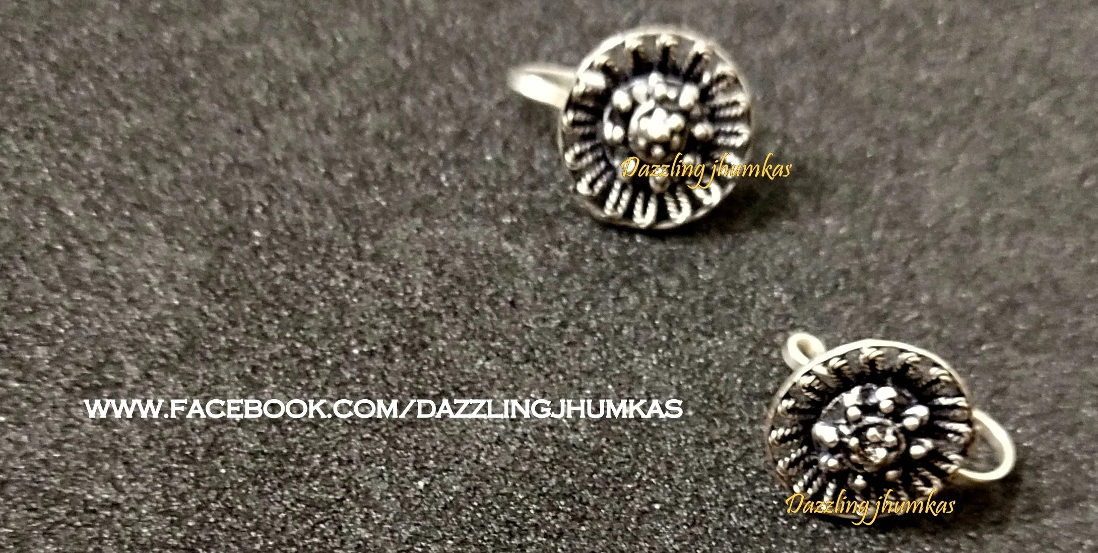 German Silver Oxidised Circular Nose pins/ring