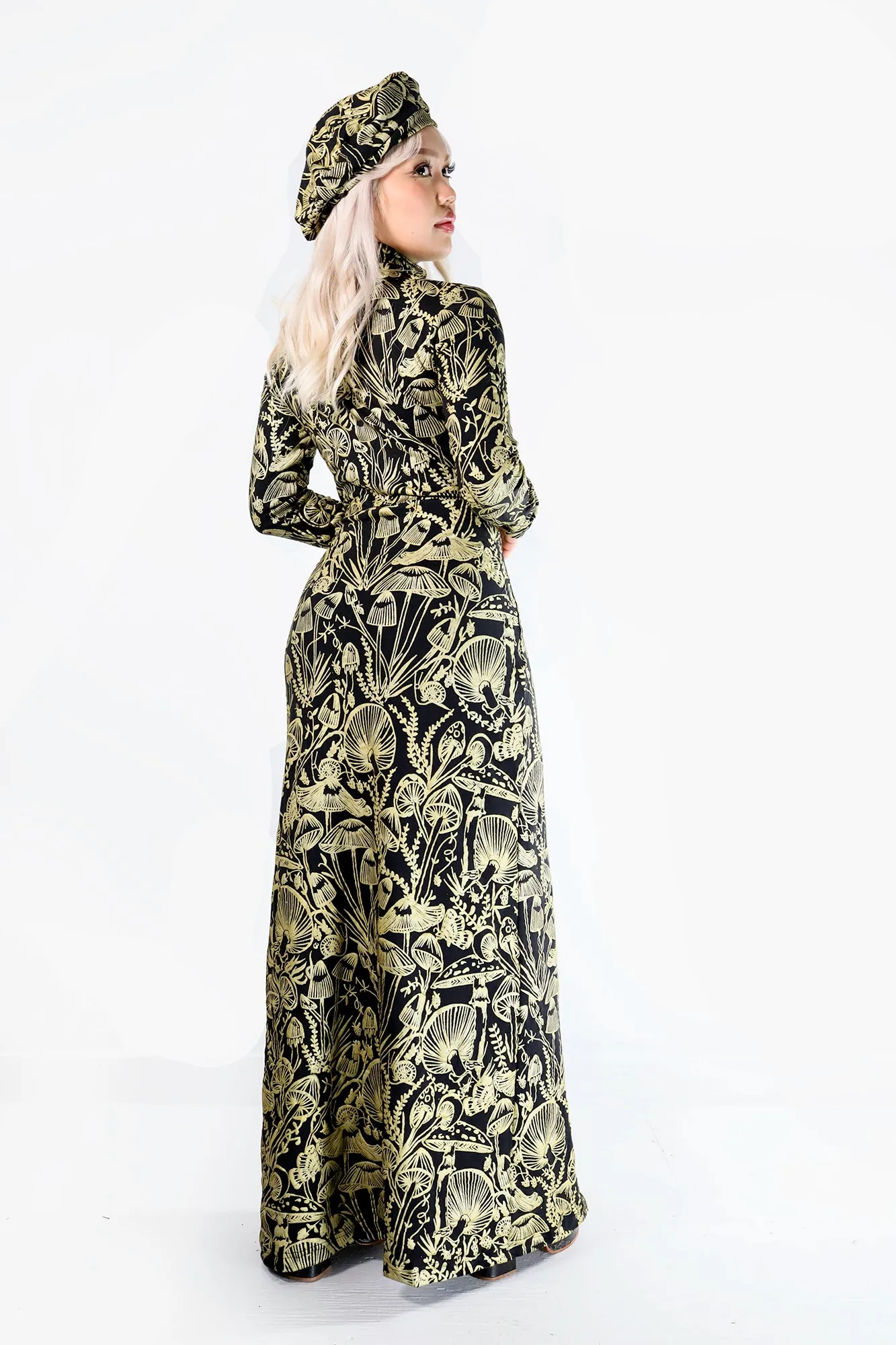 Gold on Black Shroomed Hannah Dress