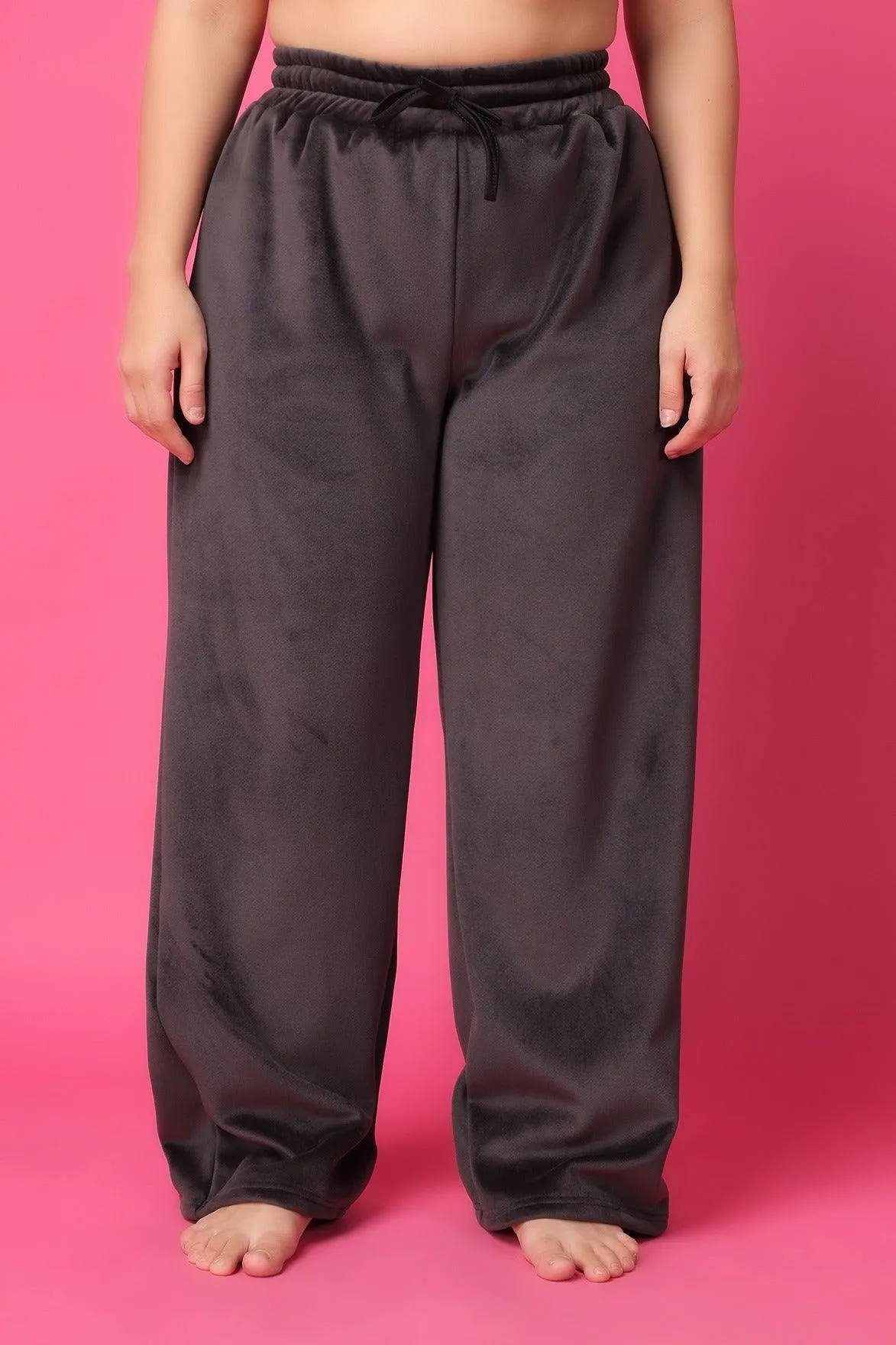Grey Solid Slip On Pyjamas