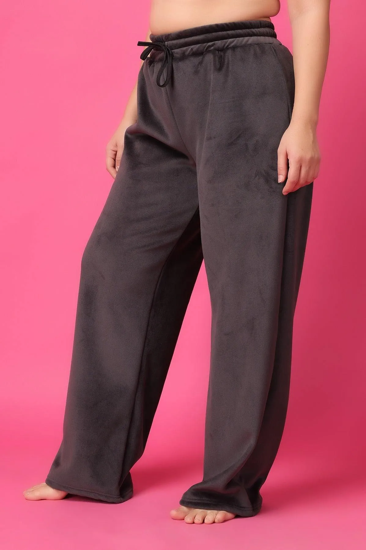 Grey Solid Slip On Pyjamas