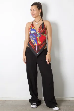 Harley Davidson Red Reworked Bandana Halter Top
