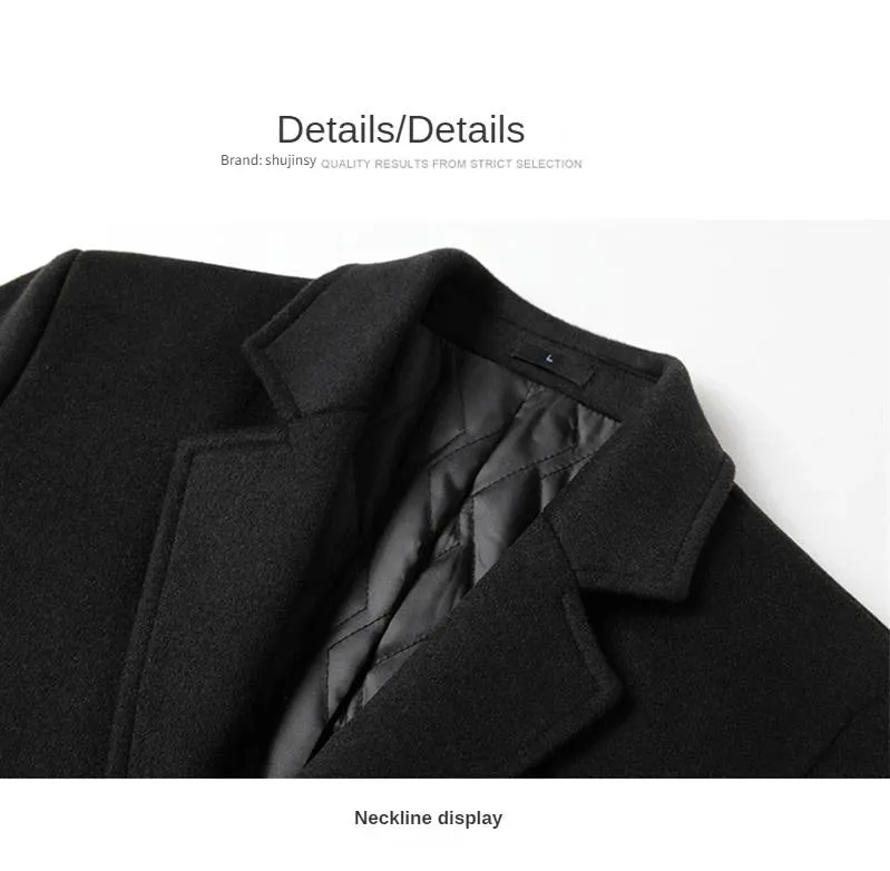Herrenmäntel, Herren-Wintermantel, Mantel für Herren, Herrenjacke, Wolle 54,3 %, Herrenjacken und Mäntel, langer Mantel für Herren, Wintermantel für Herren