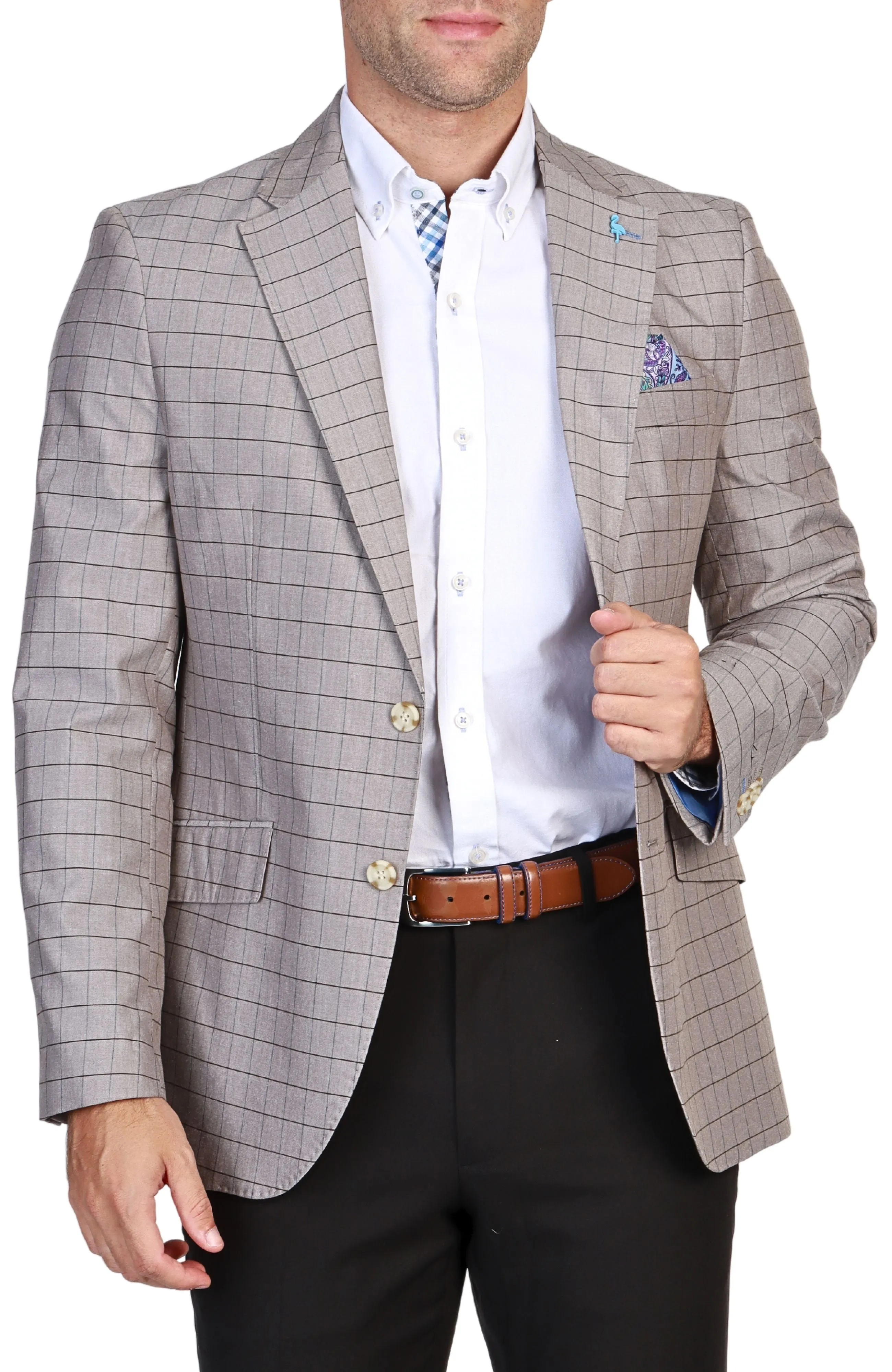 Khaki Mini Windowpane Sport Coat