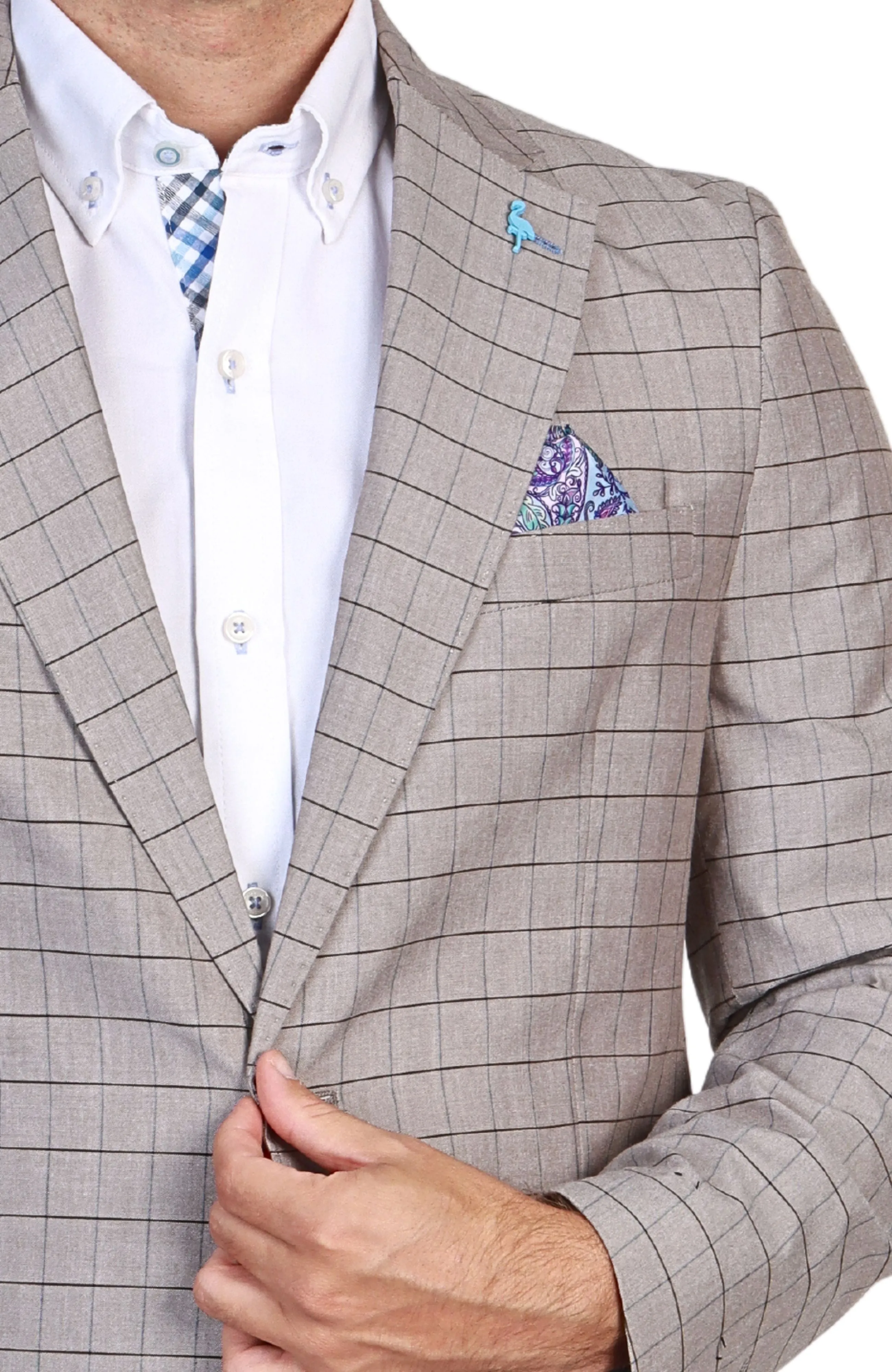 Khaki Mini Windowpane Sport Coat
