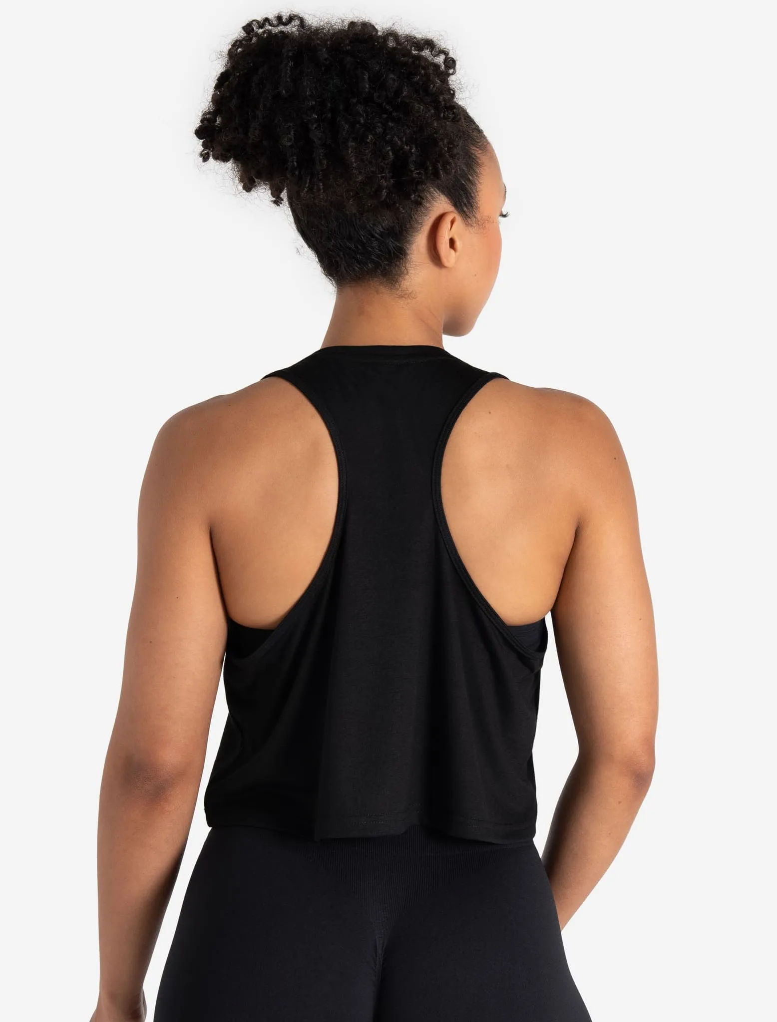Lightweight Crop Gym Tank - Black