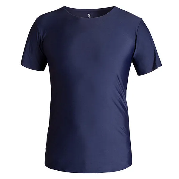 Mens Summer Ice Silk Breathable Comfortable Solid Color Casual T-shirt Sport Tops