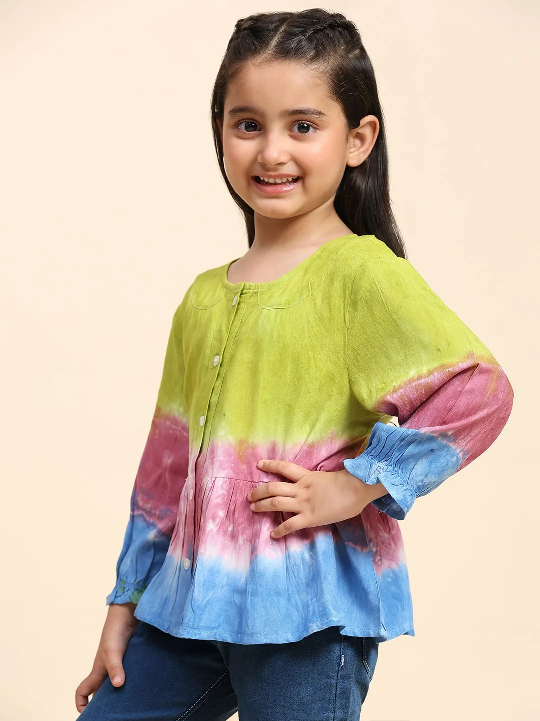 Multicolor Hand Dyed Mother Daughter Combo Set