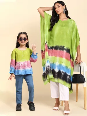 Multicolor Hand Dyed Mother Daughter Combo Set