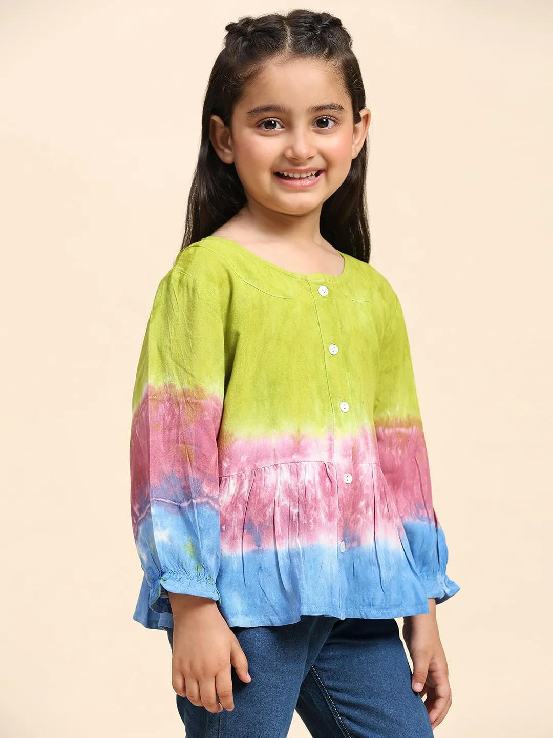 Multicolor Hand Dyed Mother Daughter Combo Set