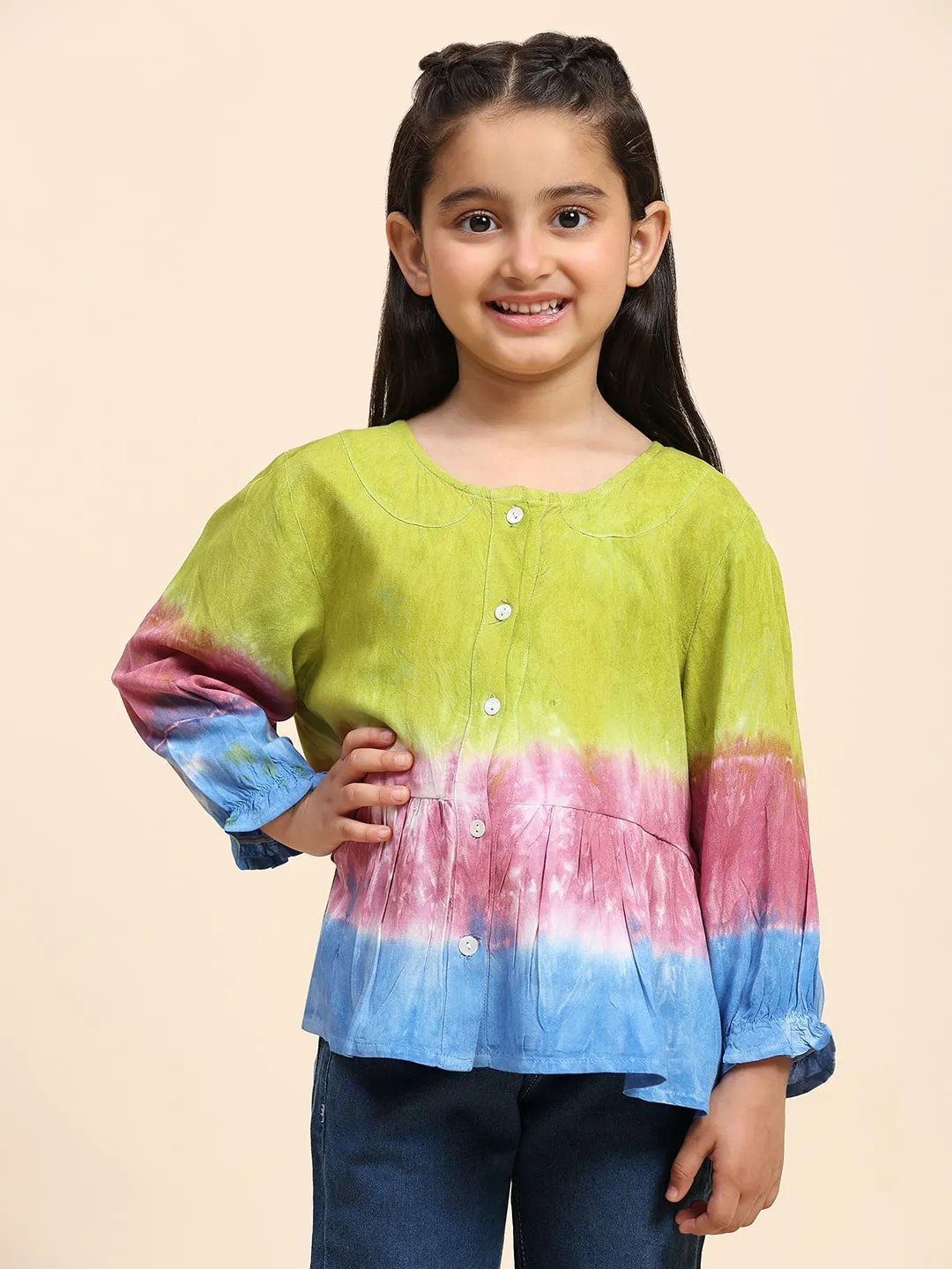 Multicolor Hand Dyed Mother Daughter Combo Set