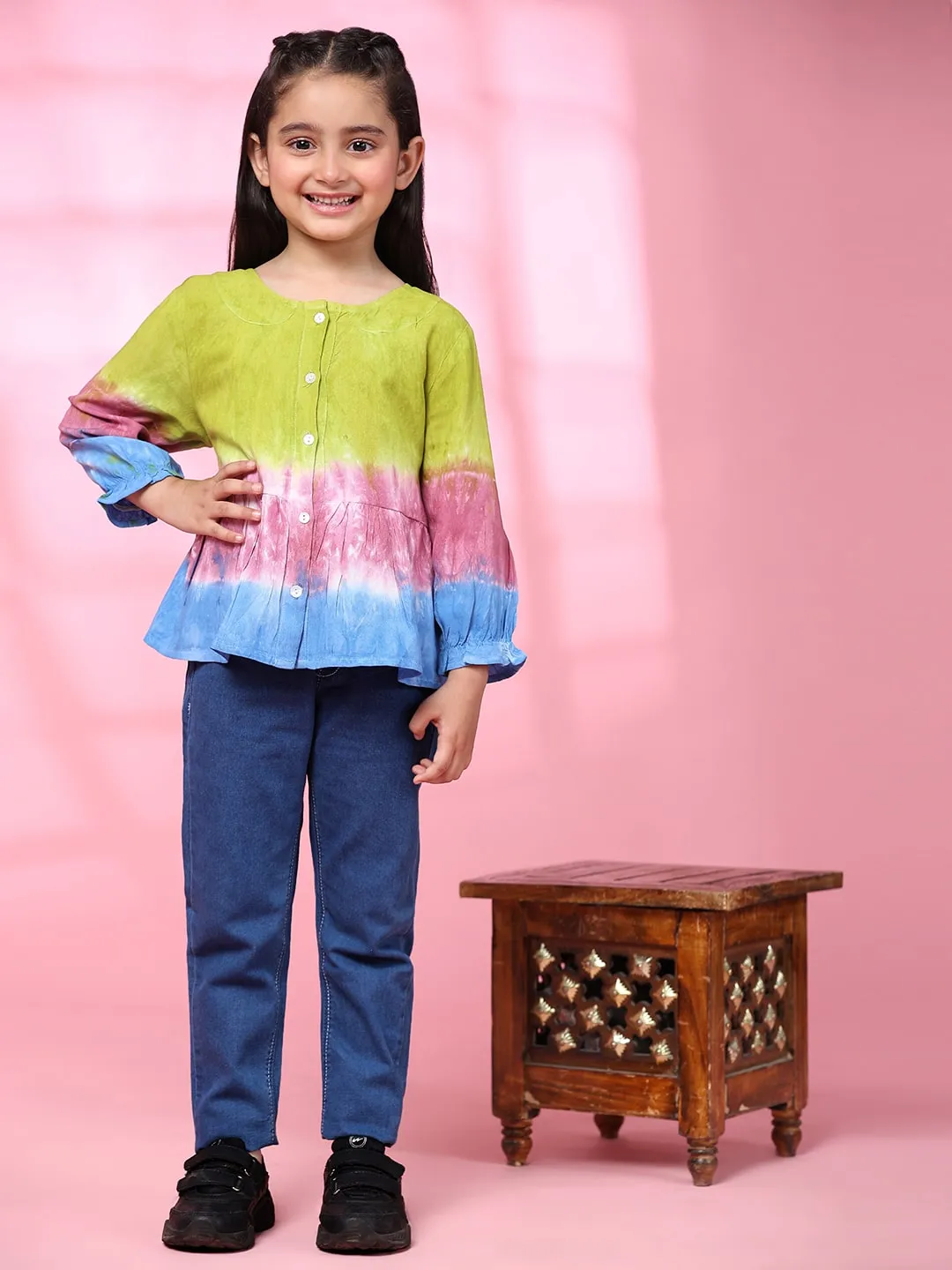 Multicolor Hand Dyed Mother Daughter Combo Set