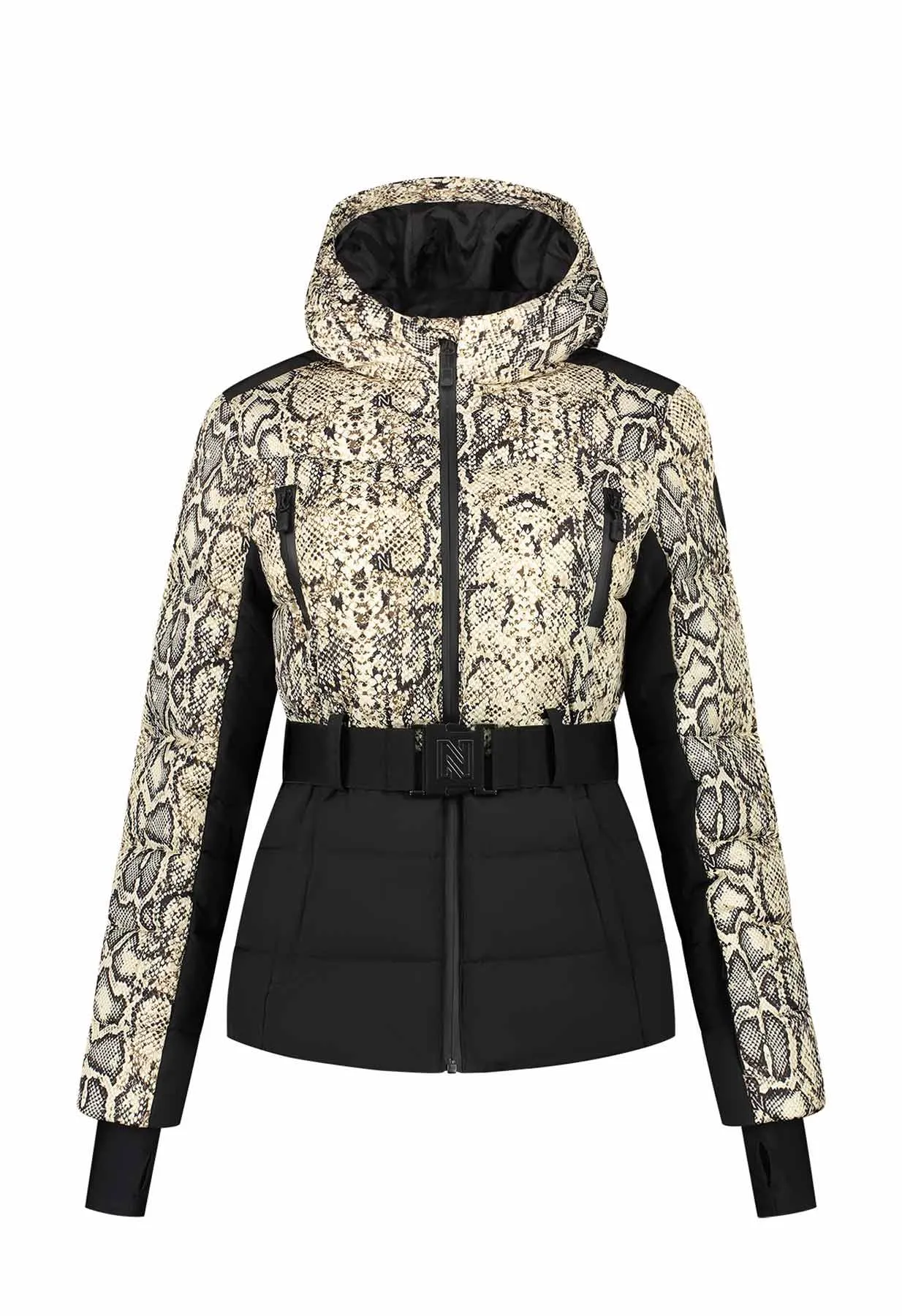 Nikkie Uriel Snake Pattern Ski Jacket with Belt