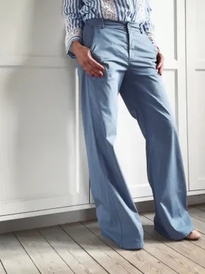 PANTS WITH ELASTIC WAISTBAND - LIGHT BLUE