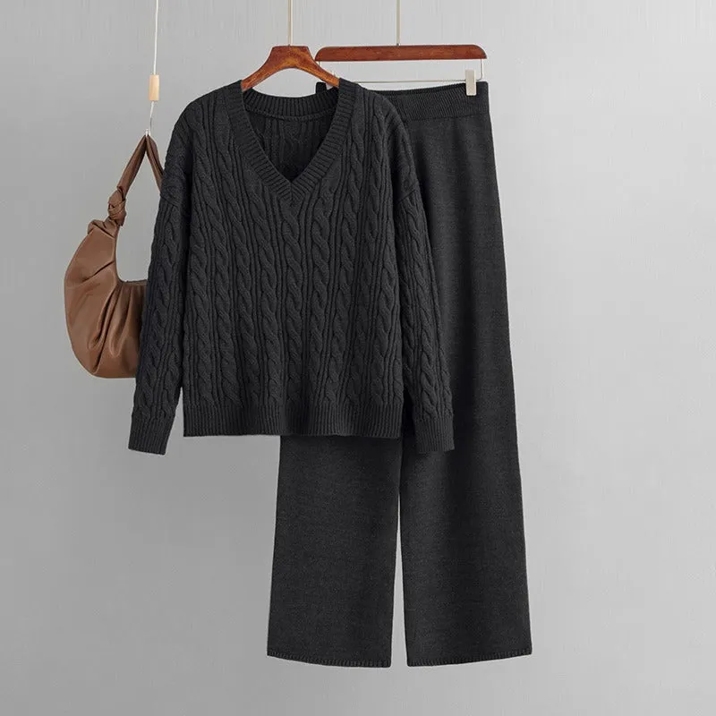 Pre Order:  Twist Knit Sweater and Pants Set
