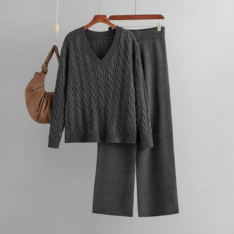 Pre Order:  Twist Knit Sweater and Pants Set