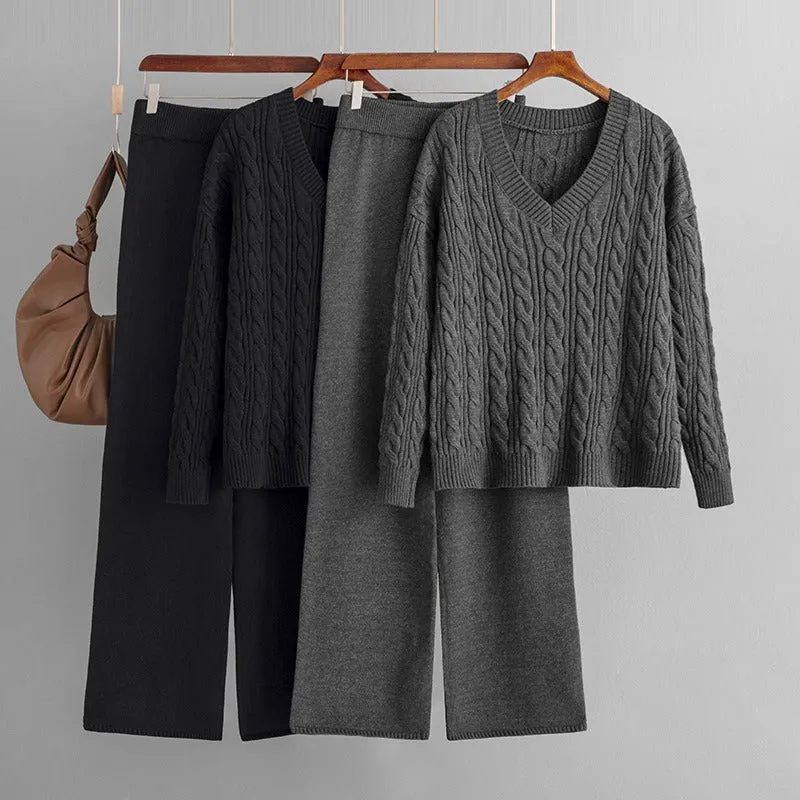 Pre Order:  Twist Knit Sweater and Pants Set
