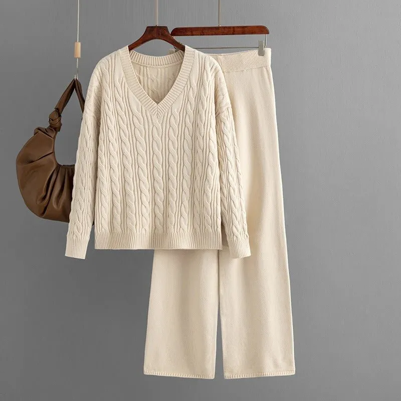 Pre Order:  Twist Knit Sweater and Pants Set