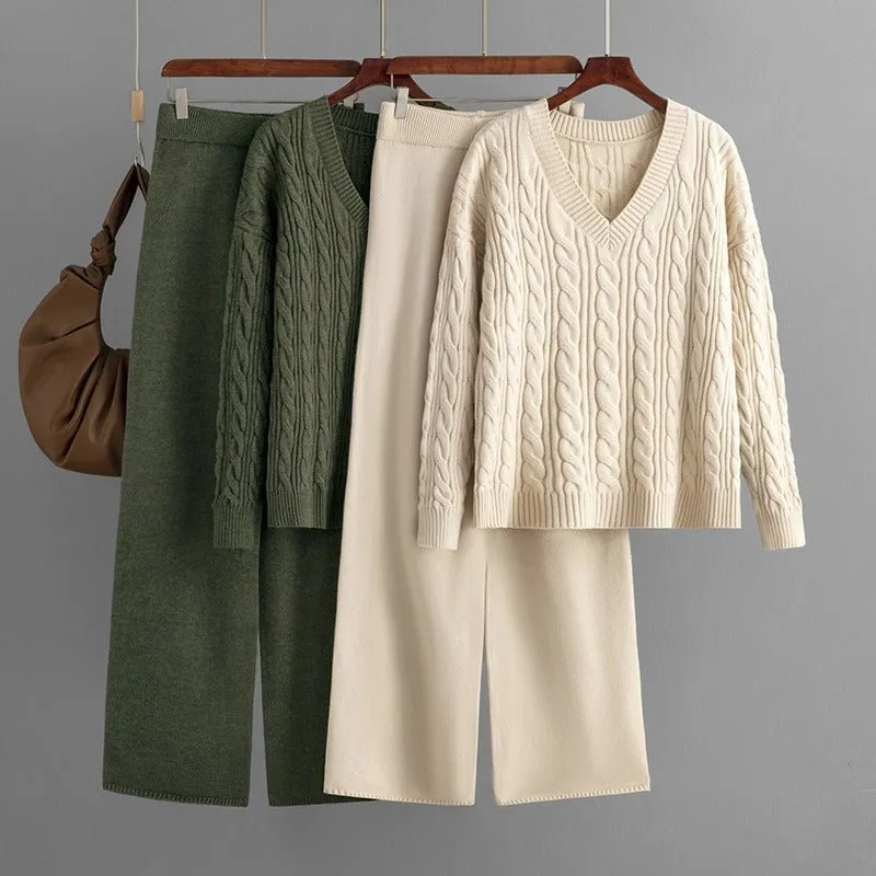 Pre Order:  Twist Knit Sweater and Pants Set