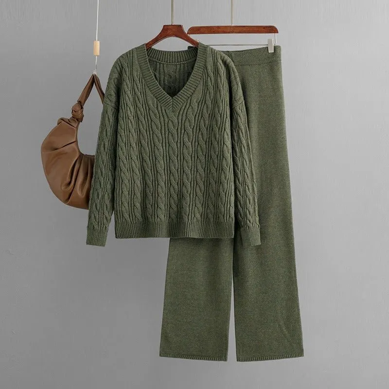 Pre Order:  Twist Knit Sweater and Pants Set