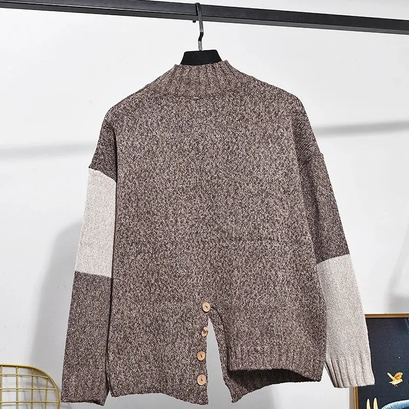 Pre Order:  Two-Tone Slit Sweater Pants Knitted Set