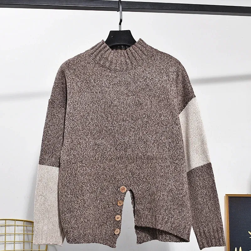Pre Order:  Two-Tone Slit Sweater Pants Knitted Set